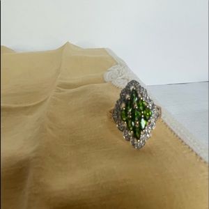 Classic chrome diopside ring in 10k yellow gold with diamond accents
